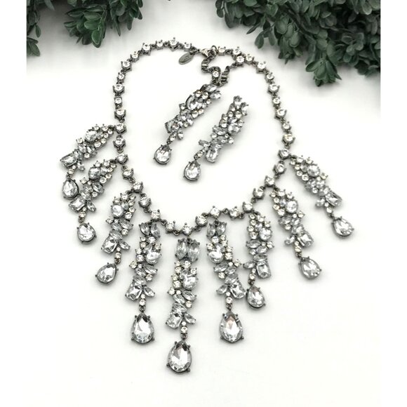 Vintage VTG rare signed SCAASI Statement Rhinestone Statement Necklace & Clip Ea - Picture 5 of 13